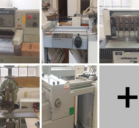 Machines for a complete bookbinding shop